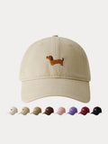 Casual Embroidered Sausage Dog Cotton Baseball Cap