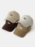 Casual Embroidered Sausage Dog Cotton Baseball Cap