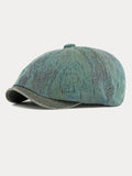 Bicolor Patchwork Washed Cotton Newsboy Cap