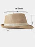 Classic Patchwork Band Panama Straw Fedora Hat