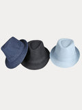 Classic Spring Summer Cotton Denim Fedora Hat