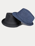 Classic Spring Summer Cotton Denim Fedora Hat