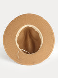 Wide Brim Sun Protection Woven Straw Fedora Hat