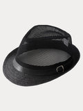 Hollow Weave Panama Fedora with Belt Buckle