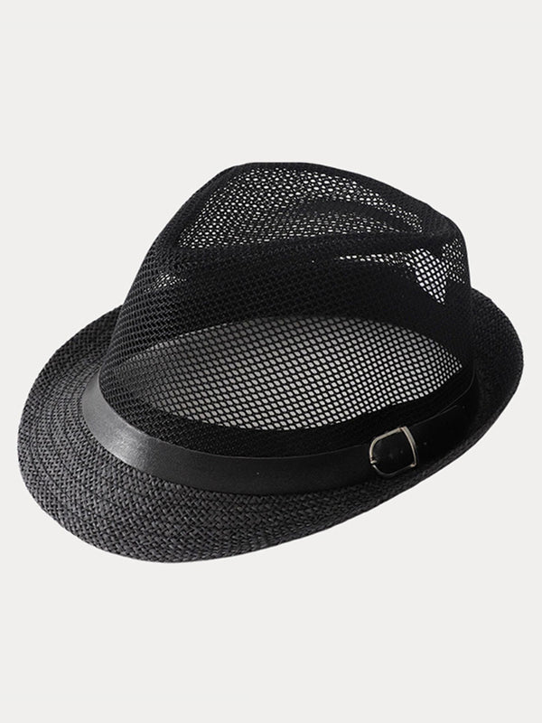 Hollow Weave Panama Fedora with Belt Buckle