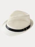 Hollow Weave Panama Fedora with Belt Buckle