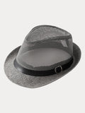 Hollow Weave Panama Fedora with Belt Buckle