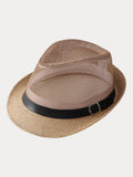 Hollow Weave Panama Fedora with Belt Buckle