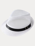 Hollow Weave Panama Fedora with Belt Buckle