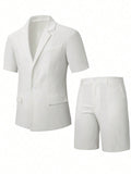 Summer Casual Textured Suit Blazer and Shorts Set