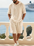 Washed Cotton Linen Hoodie 2-Piece Short