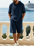Washed Cotton Linen Hoodie 2-Piece Short