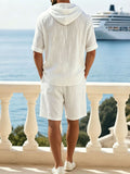 Washed Cotton Linen Hoodie 2-Piece Short