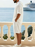 Washed Cotton Linen Hoodie 2-Piece Short