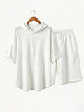 Washed Cotton Linen Hoodie 2-Piece Short