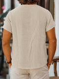 Short Sleeve Raw Edge Textured Double Gauze Casual Beach Tee