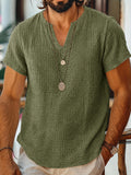 Short Sleeve Raw Edge Textured Double Gauze Casual Beach Tee