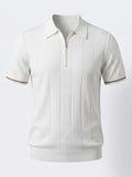 Cool-Touch Cotton Knit Vertical Stripe Short Sleeve