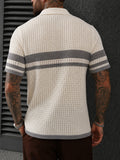 Openwork Mesh Button Collared Casual Polo Shirt