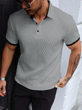 Contrast Trim Cool-Touch Cotton Knit Short Sleeve