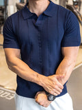 V-Neck Collar Vertical Cable Textured Ice Silk Casual Tee