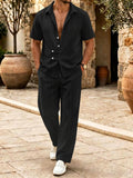Striped Satin 2-Piece Shirt & Trousers Set