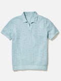 Buttonless V-Neck Wavy Openwork Casual Business Tee