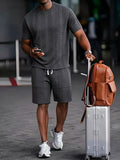 Drawstring Shorts Textured Casual Outfit