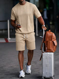 Drawstring Shorts Textured Casual Outfit