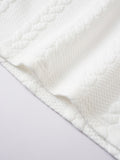 Buttonless V-Neck Cable Textured Casual Business Tee