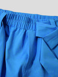 Belted Pleated Wide Leg Cropped Dress Harem Pants