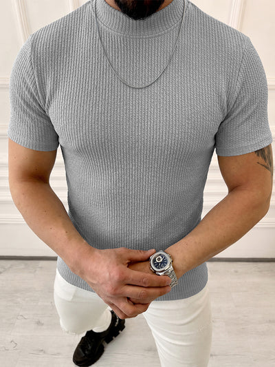 REFOMED STADIUM KAUCHIN KNIT ニット Mock Neck Vertical Cable Knit Short Sleeve T-Shirt – COOFANDY