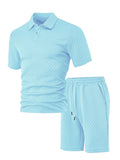 Textured Jacquard Polo Shirt and Shorts 2 Piece Set
