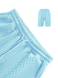 Textured Jacquard Polo Shirt and Shorts 2 Piece Set