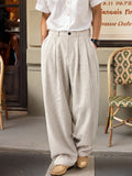 Pleated Wide Leg Washed Linen Pants