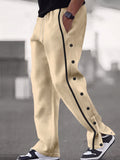 Retro Side Snap Button Wide Leg Track Pants