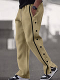 Retro Side Snap Button Wide Leg Track Pants