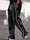 Retro Side Snap Button Wide Leg Track Pants