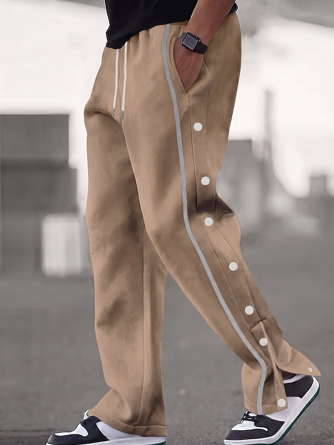 Retro Side Snap Button Wide Leg Track Pants – COOFANDY