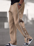 Retro Side Snap Button Wide Leg Track Pants