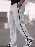 Retro Side Snap Button Wide Leg Track Pants