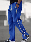 Retro Side Snap Button Wide Leg Track Pants