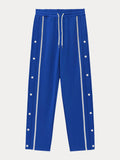 Retro Side Snap Button Wide Leg Track Pants