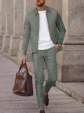 Modern Smart Casual Plaid Zip Jacket and Slim Pants Set