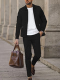Modern Smart Casual Plaid Zip Jacket and Slim Pants Set