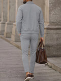 Modern Smart Casual Plaid Zip Jacket and Slim Pants Set
