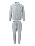 Modern Smart Casual Plaid Zip Jacket and Slim Pants Set