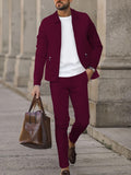 Modern Smart Casual Plaid Zip Jacket and Slim Pants Set
