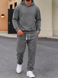 Textured Jacquard Hooded Sweatshirt and Joggers Set