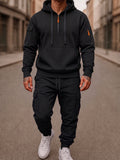Fleece-Lined Cargo Hooded Tracksuit Set